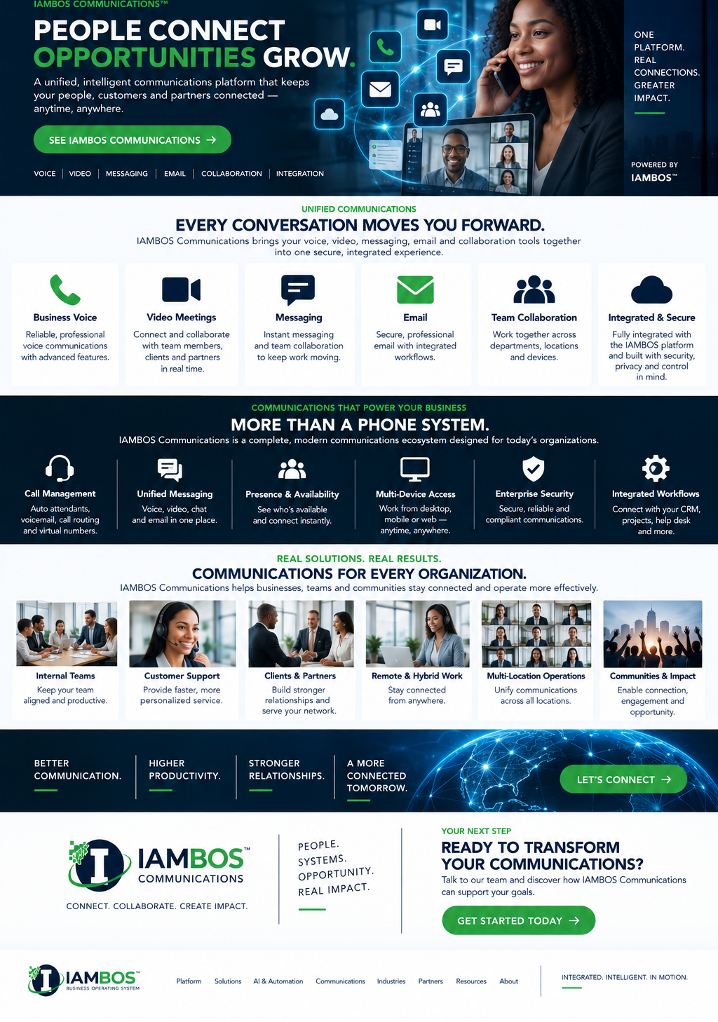 IAMBOS Communications approved page design