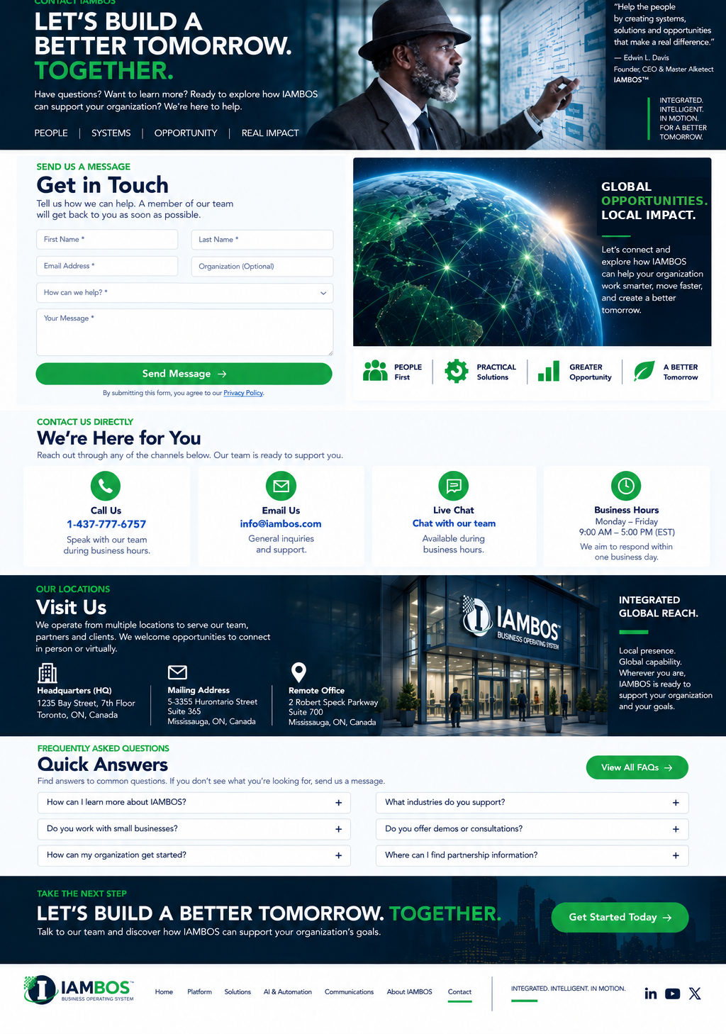 IAMBOS Contact approved page design